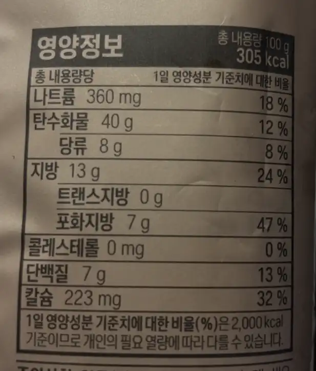 통밀우유한입샌드 영양정보